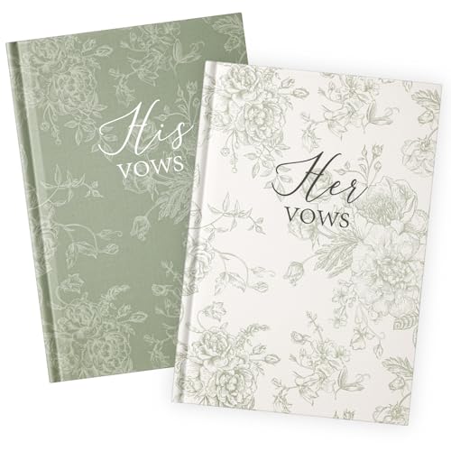 Engrowtic Set mit 2 Gelübdebüchern für Sie und Ihn, Hochzeitsgelübdebücher (15,2 x 10,5 cm), Hochzeits-Andenken, elegante Brautparty, Zeremonie, Geschenk, Elopement Essentials (grün, floral) von Engrowtic