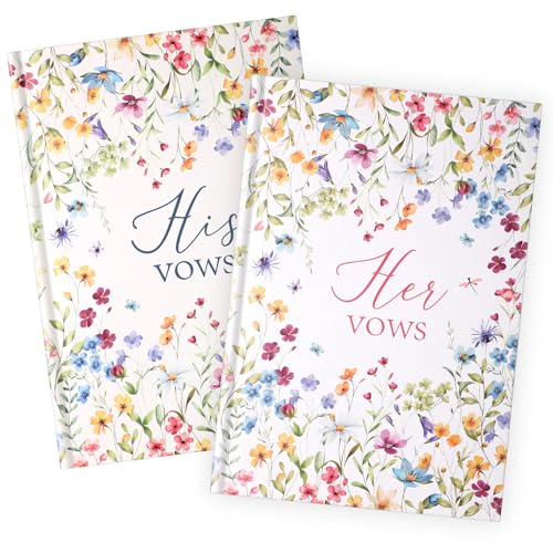 Engrowtic Set mit 2 Gelübdebüchern für Sie und Ihn, Hochzeitsgelübdebücher (15,2 x 10,5 cm), Hochzeitsandenken, elegante Brautparty, Zeremonie, Geschenk, Elopement Essentials (bunt, Wildblumen) von Engrowtic