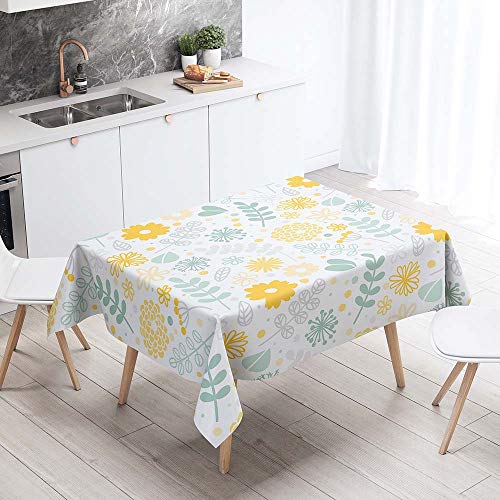 Enhome Tischdecke Rechteckige Abwaschbar, 3D Abwischbar Tischtuch Wasserabweisend für Küche, Abendessen, Speisesaal Schmutzabweisend Küchentischabdeckung (90x90cm,Sommer frisch) von Enhome