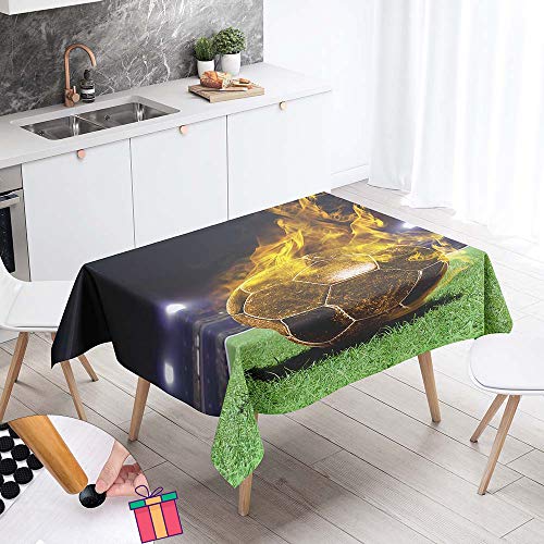 Enhome Tischdecke Rechteckige Abwaschbar, 3D Fußball Sport Stern Wasserabweisend Abwischbar Tischtuch für Küche, Speisesaal Schmutzabweisend Küchentischabdeckung (Gold,90x90cm) von Enhome