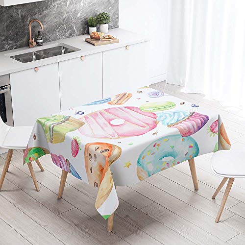 Enhome Tischdecke Rechteckige Antifouling Schmutzabweisend Tischdecke, 3D Flamingo Muster Abwaschbar Wasserabweisend Tischtuch für Küche Garten Abendessen Speisesaal (Blauer Donut,140x260cm) von Enhome