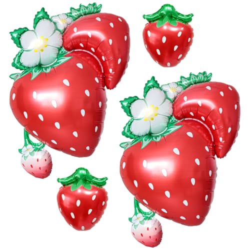 4 große Erdbeer-Ballons, Beeren-Folienballons für Erdbeer-Geburtstagsparty-Dekorationen, Beeren, erster Geburtstag, Sommer-Frucht-Party-Zubehör, Erdbeer-Dekorationen für Party 4 große Erdbeer-Ballons, Beeren-Folienballons für Erdbeer-Geburtstagsparty-Dekorationen, Beeren, erster Geburtstag, Sommer-Frucht-Party-Zubehör, Erdbeer-Dekorationen für Party von Enimapod