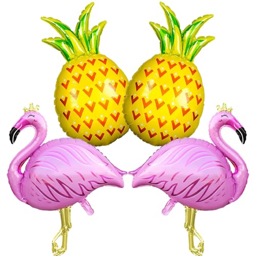 4 x hawaiianische Luftballons, Flamingo-Ballon, Ananas-Ballon für hawaiianische Partydekoration von Enimapod