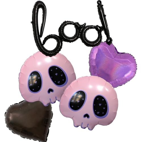 Kurom Luftballons, rosa Totenkopf-Ballons, Gothic-Kawaii-Ballons, Halloween, Bad Two the Bone Ballon für 2. Geburtstag, Party-Dekorationen für Mädchen, Bad Two The Bone Party, Dekoration von Enimapod