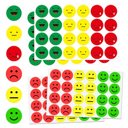 EnixwH 2400 Stück 25 mm Smiley Aufkleber, Smiley Sticker, Runde Rote Gelbe Grüne Ampel Smiley Aufkleber, Stimmungsaufkleber, für Moderationskarten Moderationskoffer Belohnungssticker von EnixwH