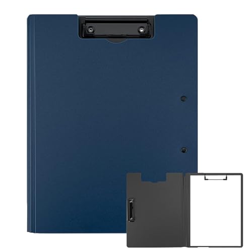 EnixwH A4 Klemmbrett Ordner, Aufklappbare, Klemmbrettmappe, Hochleistungs Clips, Holds 100 Sheets, Kann A3 A4 Papier Klemmen, Tragbare Dateiverwaltung Ordner für Studio und Büro (Dunkelblau) von EnixwH