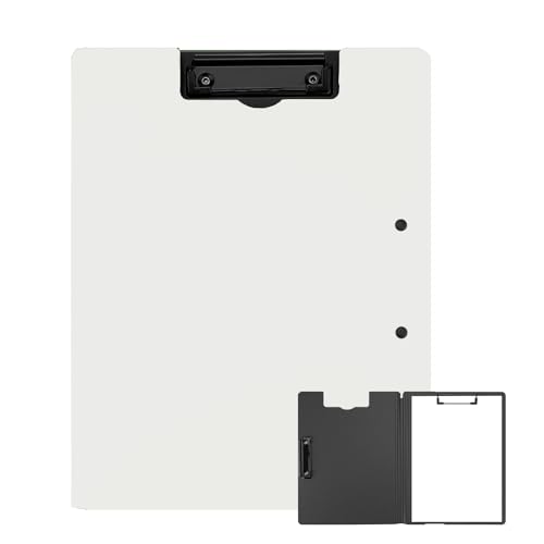 EnixwH A4 Klemmbrett Ordner, Aufklappbare, Klemmbrettmappe, Hochleistungs Clips, Holds 100 Sheets, Kann A3 A4 Papier Klemmen, Tragbare Dateiverwaltung Ordner für Studio und Büro (Gebrochenes Weiß) von EnixwH