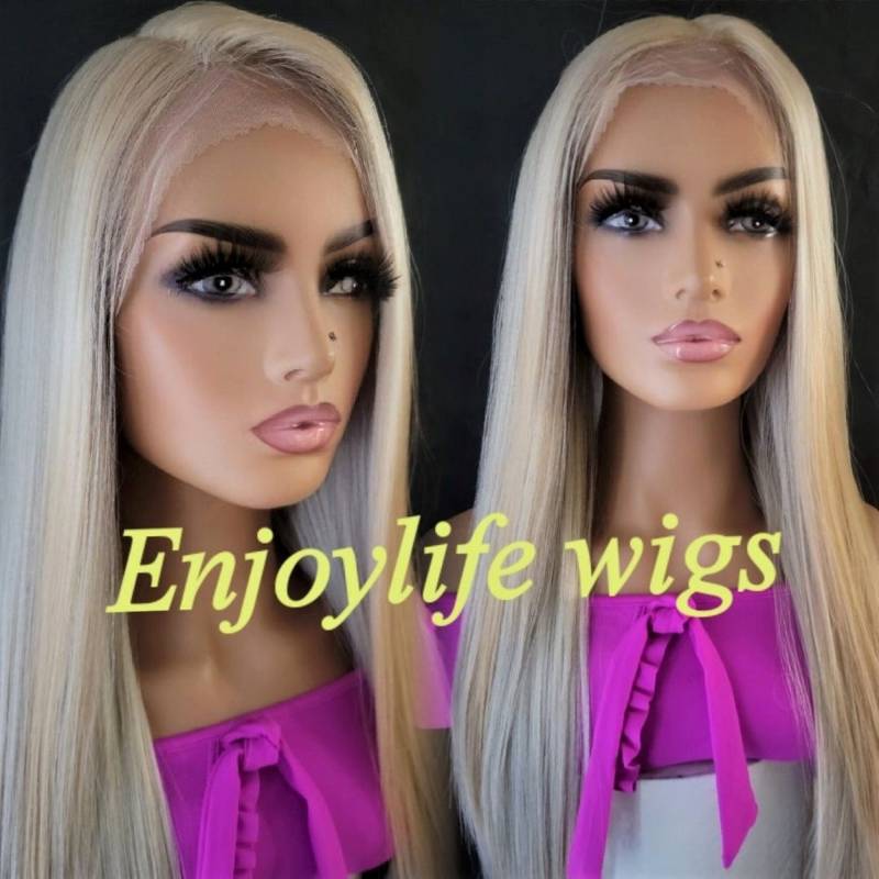 Blonde H.d Balayage Mit Goldenem Highlight Kiss Lace Front Perücke von Enjoylifewigs