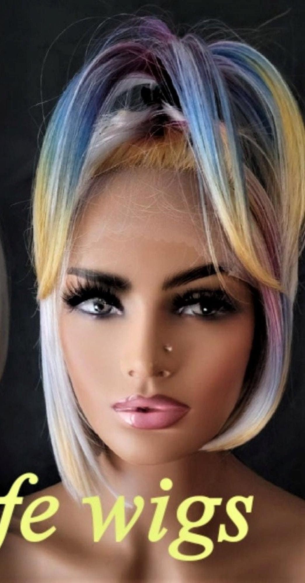 H.d Spitze Front Weiß Blond Regenbogen Highlighted Traum Bob von Enjoylifewigs