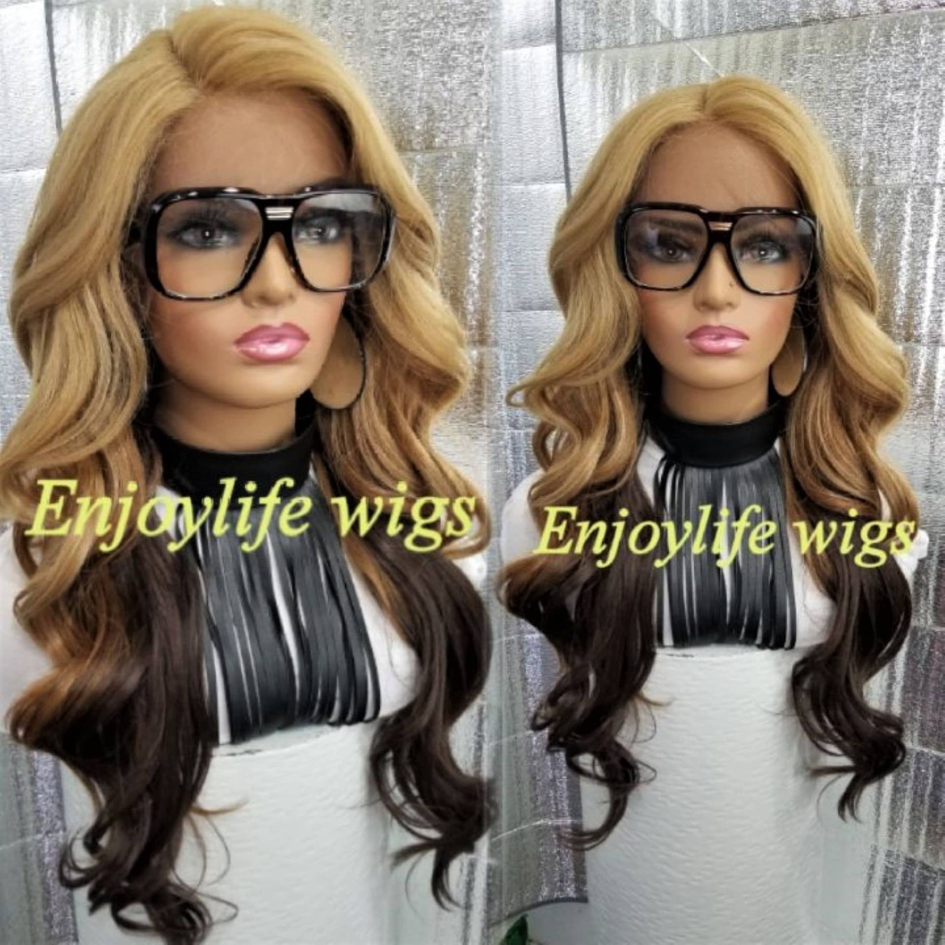 Wellige Blonde Braune Boden Balaylage Ombre Goldene Spitze Vordere Perücke von Enjoylifewigs