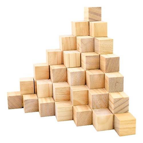 Enkrio 100 Stück hölzerne Würfel unvollendetes hölzernes Handwerk Handwerk 2.5cm quadratische hölzerne Blöcke kleine hölzerne Würfel für Kunst DIY Malerei Handwerk Dekoration von Enkrio