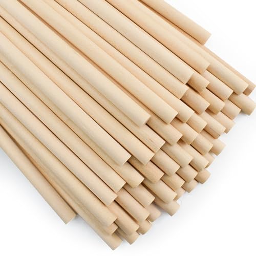 Enkrio 50PCS Dowel Rods Wood Sticks Holzdübel - 0,6 x 15,2 cm unbehandeltes Holz für Kunsthandwerk Dübeln Stäbe für Handwerk und Heimwerker von Enkrio
