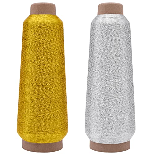 2 Stück Maschinenstickgarn Polyester Stickgarn Gold Silber 3000M Nähgarn für Nähmaschine Sticken 2 Stück Maschinenstickgarn Polyester Stickgarn Gold Silber 3000M Nähgarn für Nähmaschine Sticken von Ennoxwi