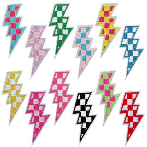 12 x Blitz-Flicken zum Aufbügeln, bestickt, kariert, Renn-Design, für Hüte, Jacken, Jeans, Taschen, DIY-Dekoration 12 x Blitz-Flicken zum Aufbügeln, bestickt, kariert, Renn-Design, für Hüte, Jacken, Jeans, Taschen, DIY-Dekoration von Enodny