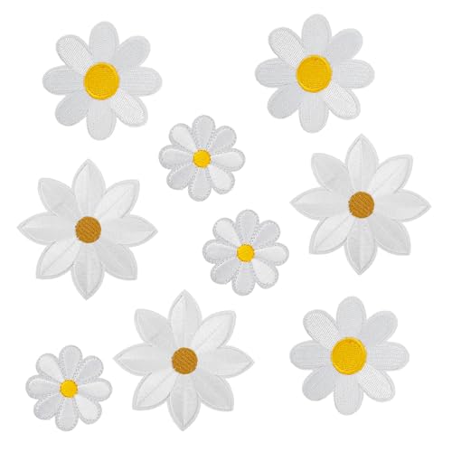 12 x Gänseblümchen-Aufnäher zum Aufbügeln, weiße Blumenapplikationen, bestickte Aufnäher für Jeans, Jacken, Taschen und Bastelarbeiten 12 x Gänseblümchen-Aufnäher zum Aufbügeln, weiße Blumenapplikationen, bestickte Aufnäher für Jeans, Jacken, Taschen und Bastelarbeiten von Enodny