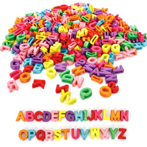 Große Alphabet-Buchstaben-Perlen, A-Z, lose Kunststoffperlen für Schmuckherstellung, DIY-Armbänder, Halsketten, Schlüsselanhänger, 400 Stück (mehrfarbig) von Enodny