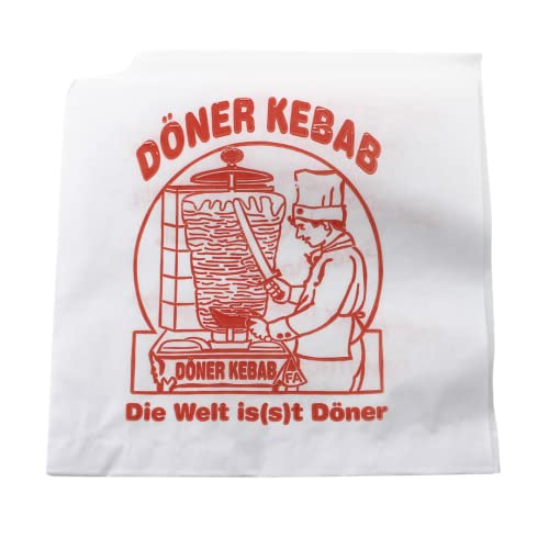 Enpack 16x16cm Dönertüten 4000 Stück in weiß - Döner Kebab Tüten aus Papier - Döner Papiertüten mit Aufdruck - Kebab Grill Döner Papier - Snacktaschen für Doener, Burger, Pita Taschen - Döner Tüten von Enpack