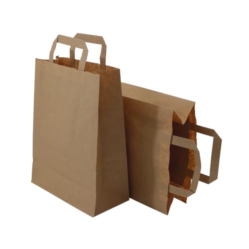 Enpack - 250 Papiertüten braun mit Henkel - Geschenktüten für kleine Geschenke 22+11x28 cm - Papiertragetaschen aus Kraftpapier - Braune Papiertüten - Papier Geschenktaschen zum befüllen von Enpack