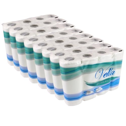 Enpack Vella 32 Küchenrollen 25,6 x 22,4 cm - Papierrolle 2-lagig, saugstark - 64 Küchentücher je Rolle - Papier Küchenrolle Großpackung - Küchenpapier für den Haushalt - Handtücher für Werkstatt von Enpack