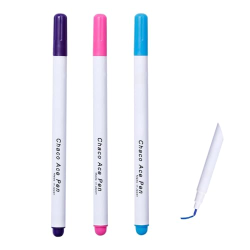 Wasser Löschbaren Markierstifte (3 Stück), Länge 15.2cm Wasserlöslicher Stift für Stoff, Verschwinden Tinte Stoff Markierstifte, Für Schneider und Handwerker, 3 Farben von Enreluya