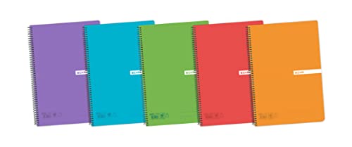 Enri 400073981-5er Pack Notizbücher Spirale, Deckel Kunststoff transluzent, 4. / 155 x 215 mm von Enri
