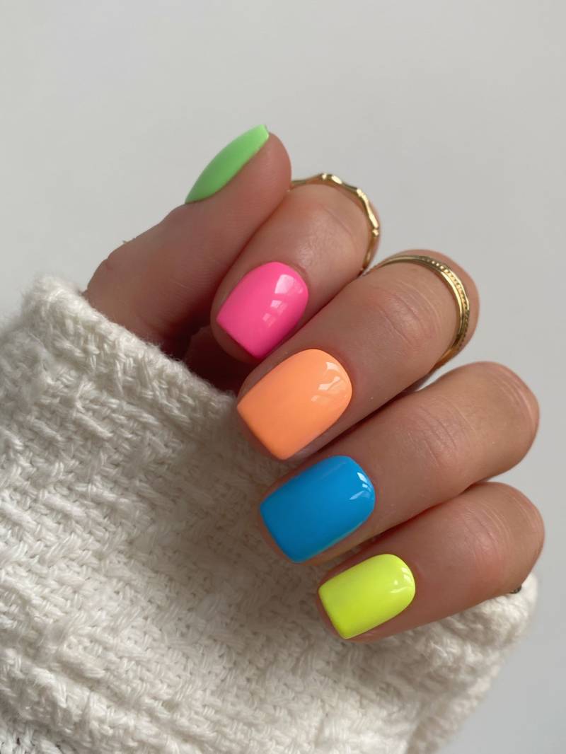 Neon Pastell Mix Und Match Benutzerdefinierte Drücken Sie Auf Die Nägel | Sommer False Nails Helle Stick On von Enroutenails