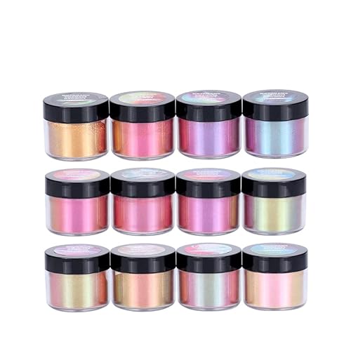 Enshey 12 Farben Farbwechsel Mica Powder Pigment Farbwechsel-Glimmerpulver für Epoxidharz Tumbler Dye Nails Makeup Bath Bombs Painting 10g/0.35oz Jeweils Enshey 12 Farben Farbwechsel Mica Powder Pigment Farbwechsel-Glimmerpulver für Epoxidharz Tumbler Dye Nails Makeup Bath Bombs Painting 10g/0.35oz Jeweils von Enshey