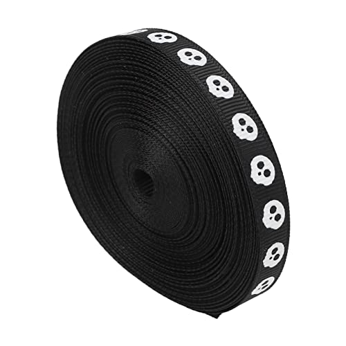 Geschenkband, dünnes Geschenkband 10mm breit, 10 Meter für DIY Schwarz Totenkopf Druck Geschenkband, dünnes Geschenkband 10mm breit, 10 Meter für DIY Schwarz Totenkopf Druck von Entatial