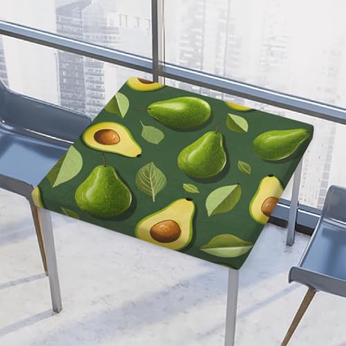 Entemne Quadratische Tischdecke mit elastischem Rand, Avocado-grüne Blätter, Tischdecken, 86 x 86 cm, wasserdichte Tischdecke für drinnen und draußen, Party, Terrassendekoration von Entemne