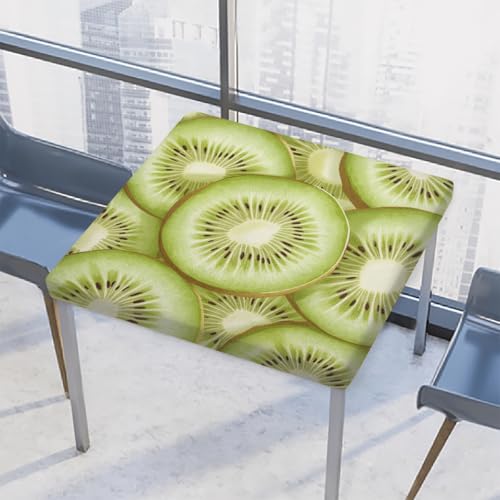 Entemne Quadratische Tischdecke mit elastischem Rand, Kiwi-Scheiben, Grün, Tischdecken, 86 x 86 cm, wasserdichte Tischdecke für drinnen und draußen, Party, Terrassendekoration von Entemne