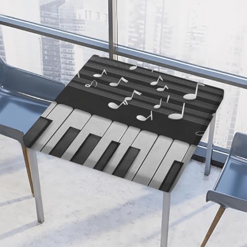 Entemne Quadratische Tischdecke mit elastischem Rand, Klaviertasten, Musiknoten, Tischdecken, 86 x 86 cm, wasserdichte Tischdecke für drinnen und draußen, Party, Terrassendekoration Entemne Quadratische Tischdecke mit elastischem Rand, Klaviertasten, Musiknoten, Tischdecken, 86 x 86 cm, wasserdichte Tischdecke für drinnen und draußen, Party, Terrassendekoration von Entemne