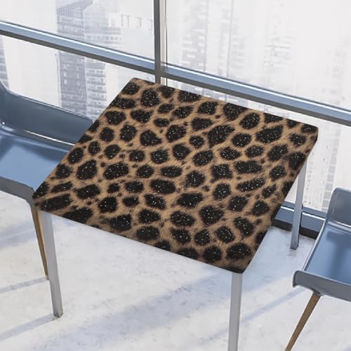 Entemne Quadratische Tischdecke mit elastischem Rand, Leopardenmuster, Tischdecken, 117 x 117 cm, wasserdichte Tischdecke für drinnen und draußen, Party, Terrassendekoration von Entemne