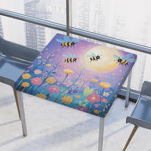 Entemne Quadratische Tischdecke mit elastischem Rand, Mondtier, Biene, Blumen, Tischdecken, 86 x 86 cm, wasserdicht, passend für drinnen und draußen, Party, Terrassendekoration Entemne Quadratische Tischdecke mit elastischem Rand, Mondtier, Biene, Blumen, Tischdecken, 86 x 86 cm, wasserdicht, passend für drinnen und draußen, Party, Terrassendekoration von Entemne
