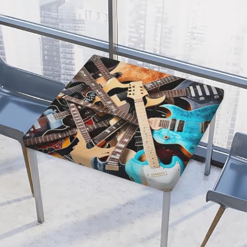 Entemne Quadratische Tischdecke mit elastischem Rand, Musikgitarre, Tischdecken, 117 x 117 cm, wasserdicht, passend für drinnen und draußen, Party, Terrassendekoration Entemne Quadratische Tischdecke mit elastischem Rand, Musikgitarre, Tischdecken, 117 x 117 cm, wasserdicht, passend für drinnen und draußen, Party, Terrassendekoration von Entemne
