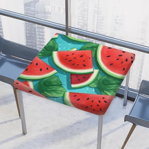 Entemne Quadratische Tischdecke mit elastischem Rand, Sommer-Wassermelonen-Tischdecken, 86 x 86 cm, wasserdichte Tischdecke für drinnen und draußen, Party, Terrassendekoration von Entemne