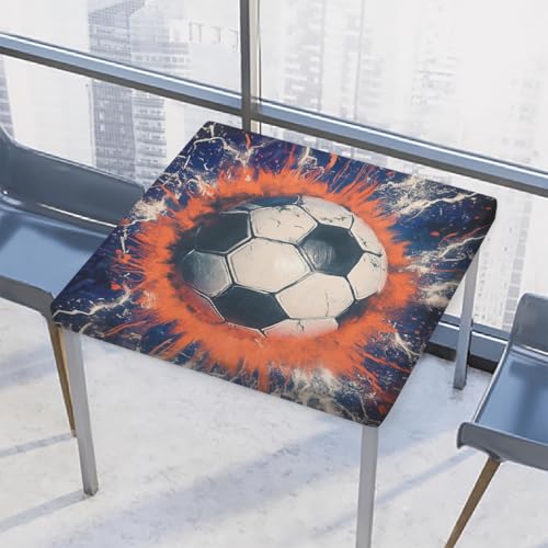 Entemne Quadratische Tischdecke mit elastischem Rand, abstrakte Explosion, Fußball-Tischdecken, 86 x 86 cm, wasserdichte Tischdecke für drinnen und draußen, Party, Terrassendekoration von Entemne