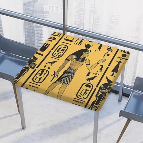 Entemne Quadratische Tischdecke mit elastischem Rand, ägyptischer Papyrus, Horus King-Tischdecken, 86 x 86 cm, wasserdichte Tischdecke für drinnen und draußen, Party, Terrassendekoration von Entemne