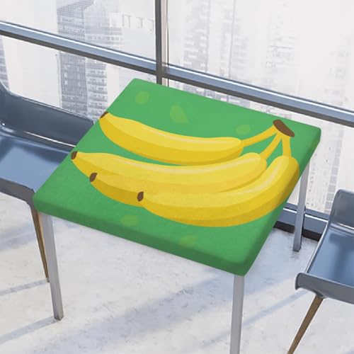 Entemne Quadratische Tischdecke mit elastischem Rand, gelbe Bananen-grüne Tischdecken, 117 x 117 cm, wasserdichte Tischdecke für drinnen und draußen, Party, Terrassendekoration von Entemne