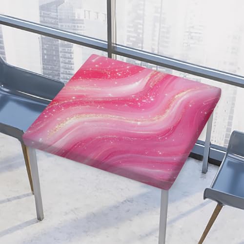 Entemne Quadratische Tischdecke mit elastischem Rand, glitzernde Tischdecken, 86 x 86 cm, wasserdicht, passend für drinnen und draußen, Party, Terrassendekoration von Entemne