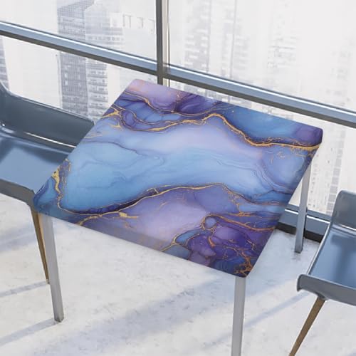 Entemne Quadratische Tischdecke mit elastischem Rand, goldviolette Marmorierstruktur, Tischdecken, 117 x 117 cm, wasserdichte Tischdecke für drinnen und draußen, Party, Terrassendekoration Entemne Quadratische Tischdecke mit elastischem Rand, goldviolette Marmorierstruktur, Tischdecken, 117 x 117 cm, wasserdichte Tischdecke für drinnen und draußen, Party, Terrassendekoration von Entemne