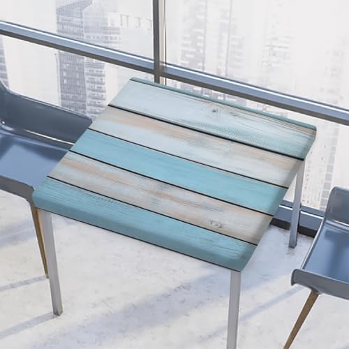 Entemne Quadratische Tischdecke mit elastischem Rand, graublaue Holztischdecken, 117 x 117 cm, wasserdicht, passend für drinnen und draußen, Party, Terrassendekoration von Entemne