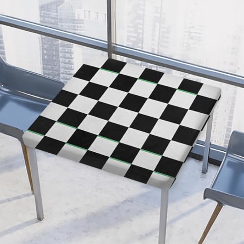 Entemne Quadratische Tischdecke mit elastischem Rand, kariert, 86 x 86 cm, wasserdicht, passend für drinnen und draußen, Party, Terrassendekoration von Entemne