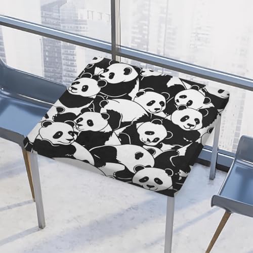 Entemne Quadratische Tischdecke mit elastischem Rand, niedliche chinesische Pandas-Bären, Tischdecken, 86 x 86 cm, wasserdichte Tischdecke für drinnen und draußen, Party, Terrassendekoration von Entemne