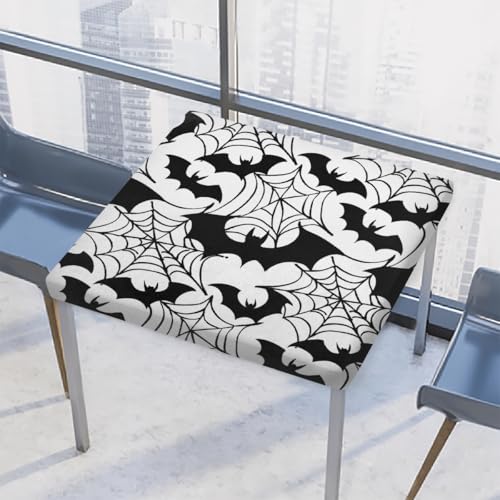 Entemne Quadratische Tischdecke mit elastischem Rand, schwarzes Fledermausnetz, Halloween-Tischdecken, 86 x 86 cm, wasserdichte Tischdecke für drinnen und draußen, Party, Terrassendekoration Entemne Quadratische Tischdecke mit elastischem Rand, schwarzes Fledermausnetz, Halloween-Tischdecken, 86 x 86 cm, wasserdichte Tischdecke für drinnen und draußen, Party, Terrassendekoration von Entemne