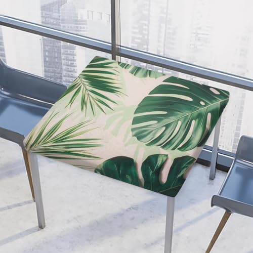Entemne Quadratische Tischdecke mit elastischem Rand, tropische Palmenblätter, ästhetische Tischdecken, 86 x 86 cm, wasserdicht, passend für drinnen und draußen, Party, Terrassendekoration von Entemne