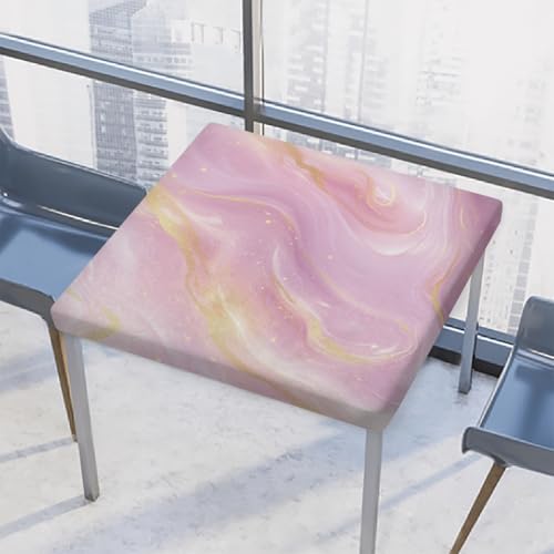 Entemne Quadratische Tischdecke mit elastischem Rand, violett-rosa, abstrakte, matte Textur, Tischdecken, 86 x 86 cm, wasserdicht, passend für drinnen und draußen, Party, Terrassendekoration von Entemne