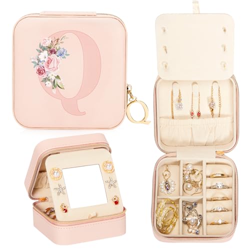 Enthralite Reise-Schmuckkoffer Personalisierte Geschenke - Reise-Essentials für Frauen - Schmuck-Reiseorganisator Kleine Schmuckschatulle für Halsketten Ohrringe - Geschenke für Mädchen - Rosa,Q Enthralite Reise-Schmuckkoffer Personalisierte Geschenke - Reise-Essentials für Frauen - Schmuck-Reiseorganisator Kleine Schmuckschatulle für Halsketten Ohrringe - Geschenke für Mädchen - Rosa,Q von Enthralite