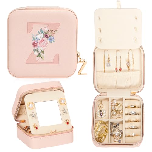 Enthralite Reise-Schmuckkoffer Personalisierte Geschenke - Reise-Essentials für Frauen - Schmuck-Reiseorganisator Kleine Schmuckschatulle für Halsketten Ohrringe - Geschenke für Mädchen - Rosa,Z von Enthralite