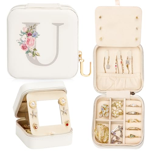 Enthralite Reise-Schmuckkoffer Personalisierte Geschenke - Reise-Essentials für Frauen - Schmuck-Reiseorganisator Kleine Schmuckschatulle für Halsketten Ohrringe - Geschenke für Mädchen - Weiß,U Enthralite Reise-Schmuckkoffer Personalisierte Geschenke - Reise-Essentials für Frauen - Schmuck-Reiseorganisator Kleine Schmuckschatulle für Halsketten Ohrringe - Geschenke für Mädchen - Weiß,U von Enthralite