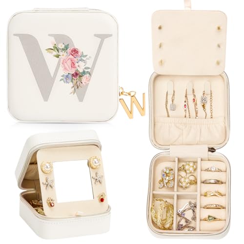 Enthralite Reise-Schmuckkoffer Personalisierte Geschenke - Reise-Essentials für Frauen - Schmuck-Reiseorganisator Kleine Schmuckschatulle für Halsketten Ohrringe - Geschenke für Mädchen - Weiß,W Enthralite Reise-Schmuckkoffer Personalisierte Geschenke - Reise-Essentials für Frauen - Schmuck-Reiseorganisator Kleine Schmuckschatulle für Halsketten Ohrringe - Geschenke für Mädchen - Weiß,W von Enthralite